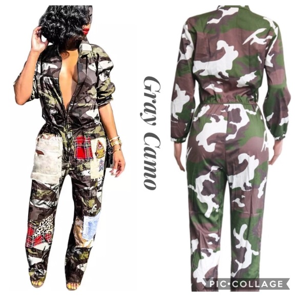 1 Left!! Camouflage Jumpsuit w/Cute Patches - Picture 2 of 4